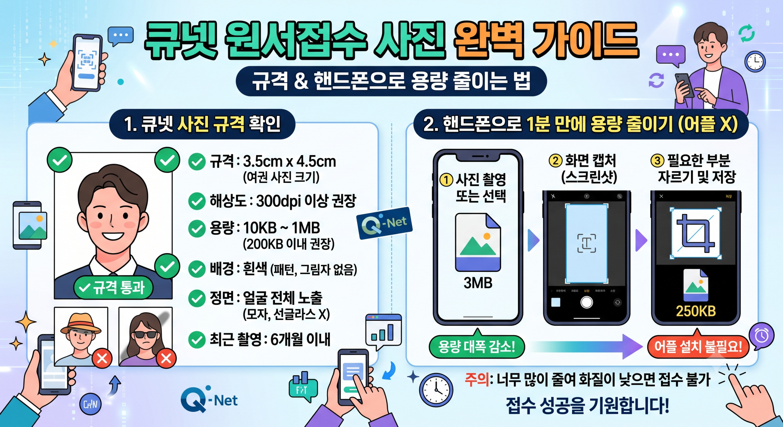 큐넷 1분만에 용량 줄이는 방법을 간단하게 표현한 사진